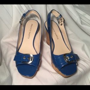 Franco Sarto Carnival Denim Peep Toe Wedge Heel